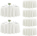 Fokitut 6 Pack Round Tablecloth, 132 Inch, Stain Resistant and Wrinkle Polyester Table Cloth, Fabric Table Cover for Kitchen Dining, Wedding, Party, Holiday Dinner-Ivory