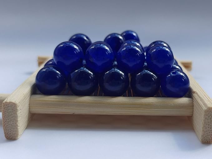 Stone Beads 8mm 100pcs Dark Blue Chalcedony Beads Round Loose Gemstones Beads for Bracelet Necklace Jewelry Making (8mm, 60831 Dark Blue Chalcedony)