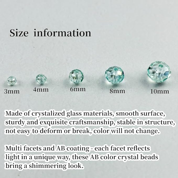 400pcs 4mm Crystal Glass Beads for Crafts Faceted Rondelle Glass Beads for Jewelry Making Crystal Spacer Beads for Necklaces Bracelets Earrings DIY Craft(Mint Green AB)