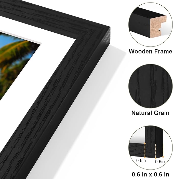 Vittanly 15x17 Collage Picture Frame, Displays 7Pcs 4x6 Pictures with Mat, Picture Frames Collage Wall Decor for Horizontal or Vertical Display, Black, 1 Pack