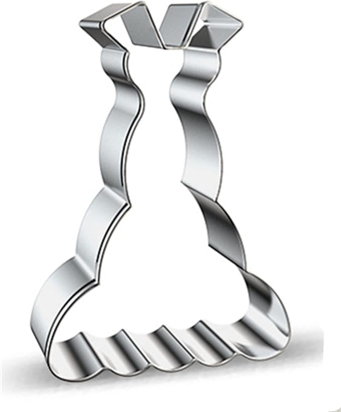Large Size Dress Shaped Cookie Cutter, Stainless Steel Sleeveless Mermaid Fishtail Princess Wedding Dress Cookie Cutter, 4.7 Inches