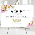 Blush Pink Floral Wedding Welcome Sign Template, Editable Printable Soft Pink Sign with Watercolor Flowers, Elegant Wedding Entrance or Reception Decor