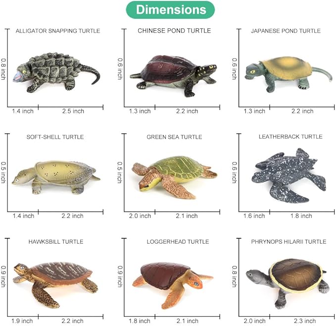 Volnau Mini Sea Turtle Figures 14PCS Animal Toys Figurines for Kindergarten Toddlers Kids Ocean Sea Creature Cake Topper Pack