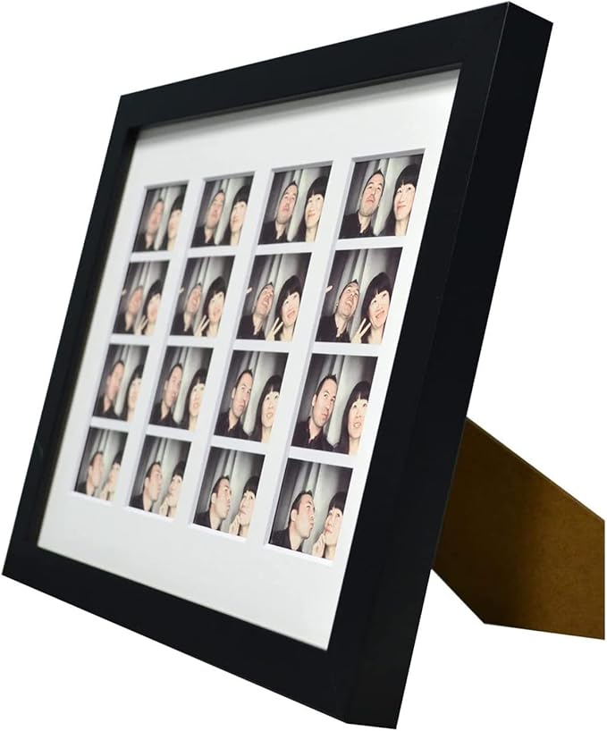 Golden State Art, 8.5x11 Photo frame with mat for 4 2x6 photo booth pictures, Includes Real Glass & Easel Back Display, make a good gifts, Black