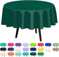 QIKSION Dark Green Round Tablecloth 2 Pack, 84 Inch Plastic Table Cover Disposable for Parties