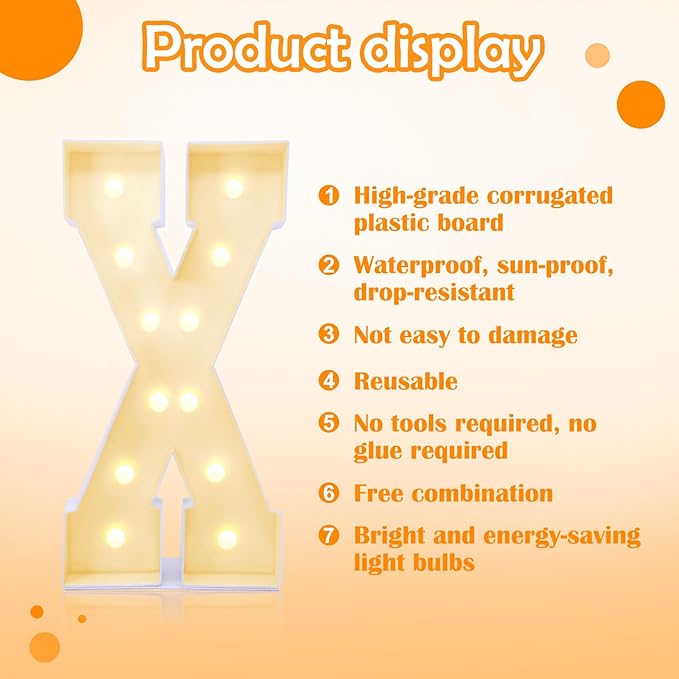 4ft Marquee for Letters X, Large Light up Letters, Multifunctional Large Marquee for Letters 4 Feet Tall for Party Decorations, Letter Balloons, Wedding Decor, Proposal Decorations (Letters X)
