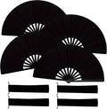 13inch Large Rave Fan Popping Clacking Fans for Line Dancing,Hand Fans for Women Foldable,Boots on The Ground Fan,Portable for Outdoor,Wedding,Party,Decoration (4pcs Black)