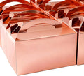 30-Pack Rose Gold Gable Treat Boxes with Handles, 6" Pop-Up Party Favor Gift Boxes for Birthday, Wedding, Baby Shower, Eco-Friendly Candy, Cookie, Goodie Bags for Kids, Bachelorette Decor