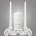 Irenare Unity Candles with Holder for Wedding Ceremony Wedding Decortions Accessories Glass Candle Holder Pillar Candle for Formal Events Church(Stylish Style)