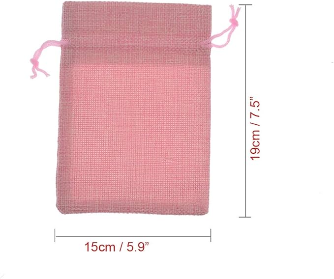20Pcs Burlap Bags with Drawstring, Burlap Gift Bag Linen Jewelry Pouches for Christmas Wedding Favor, Party, DIY Crafts (Pink, 5.9 x 7.5 Inch)