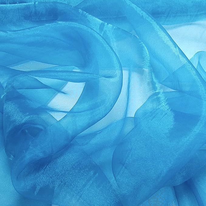 VDS Blue Organza Fabric, 75 Yards Continuous, 45” Wide, Wedding Party Decoration Iridescent Crystal Sheer Shiny Organza Tulle Bridal Dress DIY Crafts Costume Sewing Backdrop Arch Cloth