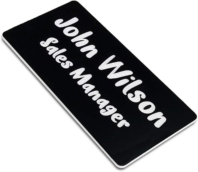 Custom Laser Engraved Name Badges with Pin, Magnetic, Adhesive, or Blank Backing, Durable Personalized Name Tag with 3 Lines of Custom Texts, Clear and Easy to Read, 10 Colors (1.5" x 3")