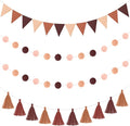 Irenare 9.8 ft Pom Pom Garland Felt Colorful Tassel Banner Christmas Party Pompoms Garland Decorations Felt Pennant Banner for Classroom Home Mantel Fireplace Birthday(Gradient Brown)