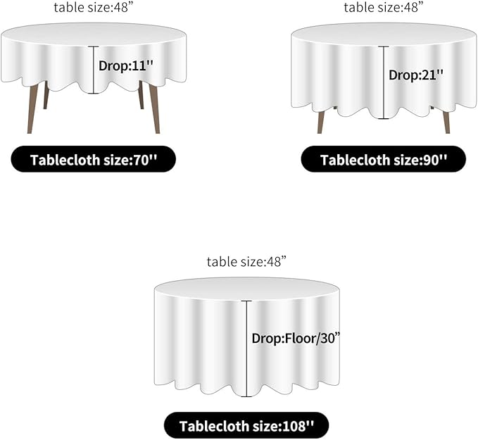 Ascoza 6pack 90 Inch Black Round Tablecloth in Polyester Fabric for Wedding/Banquet/Restaurant/Parties