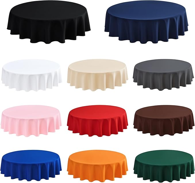 2 Pack Round Table Cloth 60 Inch Navy Tablecloth Washable Polyester Solid Dining Table Cover for Birthday Party Dinner Holiday Outdoor Indoor