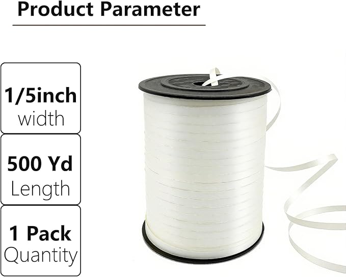 500 Yards Curling Ribbon-Balloon String for Birthday Gift Wrapping,Festival Party Decor,Ribbons & Bows for Christmas New Year Gifts Supplies (White)