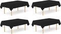 Pomp Black 60" x 126" Poplin Polyester Tablecloth (4 Pack) | Wrinkle + Stain Resistant Easy Care Premium Fabric | Fits 8FT Rectangle Table
