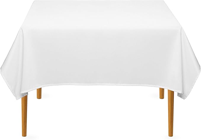 Lann's Linens - 54" Square Premium Tablecloth for Wedding/Banquet/Restaurant - Polyester Fabric Table Cloth - White