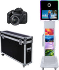 Portable Photo Booth with 15.6''and 29''LCD Touch Screen Selfie Photobooth Machine for Events Wedding Party Rental Christmas Flight Case (Machine+Camera)
