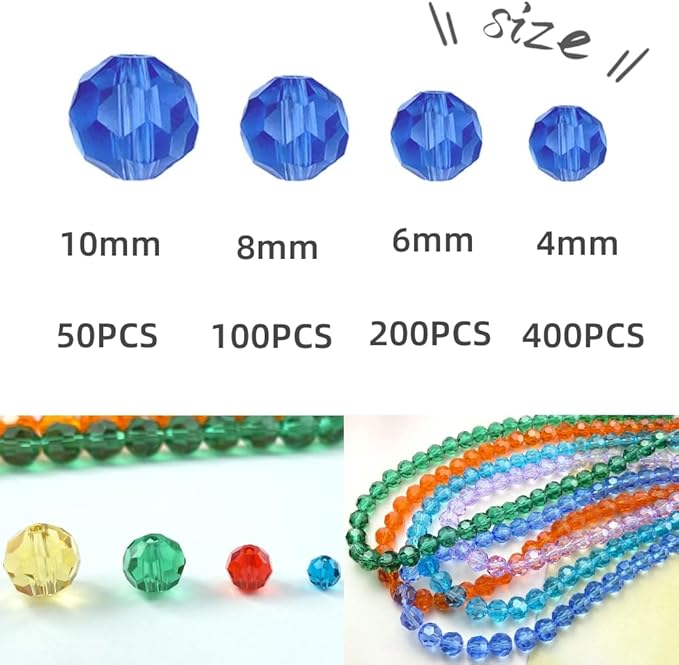 400 PCS 4mm Crystal Glass Beads Round Multiple Faceted Loose Spacer Glass Beads for DIY Handcrafte Bracelet Necklace Earring Jewelry Making(Emerald)
