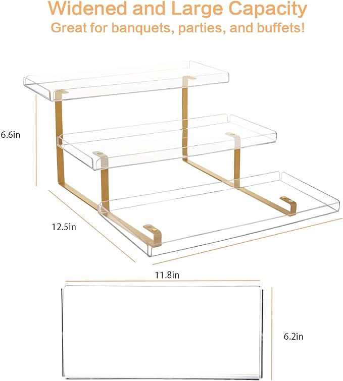 3 Tier Serving Tray Set for Entertaining, Acrylic Wedding Dessert Table Display Set, Cupcake Stand Buffet Risers for Birthday Party Baby Shower (Medium)