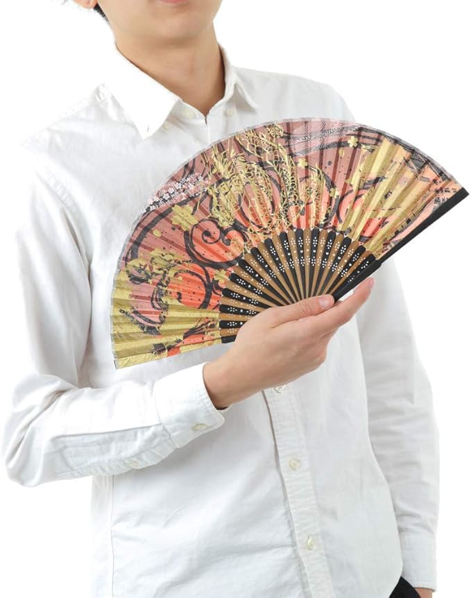Terra Distribution Folding Fan [Japan Import] Hand Fans for Women Foldable, Japanese Fan, Unique Design, Handmade Bamboo, Silk Fan, 8.6" (22cm), Abanicos de Mano (900 (Dragon, Tiger))