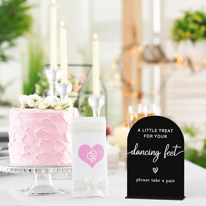 Acrylic Wedding Sign Wedding Signs for Ceremony A Little Treat for Your Dancing Feet Sign for Wedding Modern Calligraphy Arch Acrylic Table Top Sign for Wedding Reception and Event Party Table(black）