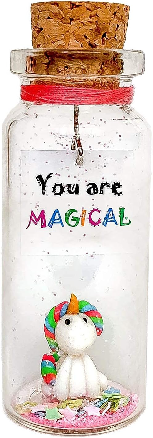 Kseniya Revta Inspirational Message in a Bottle Gift Idea - Classy Gifts for Friends and Family - Unique Boyfriend Girlfriend Presents (Rainbow Unicorn - You Are Magical, Gift Bottle)
