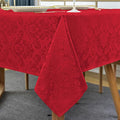 Jacquard Christmas Tablecloth Rectangle 52 x 70 Inch, Waterproof Wrinkle Free Floral Damask Table Cloth, Soft Fabric Table Cover for Xmas, Holiday, Winter, Holiday, Party, Wedding, Red