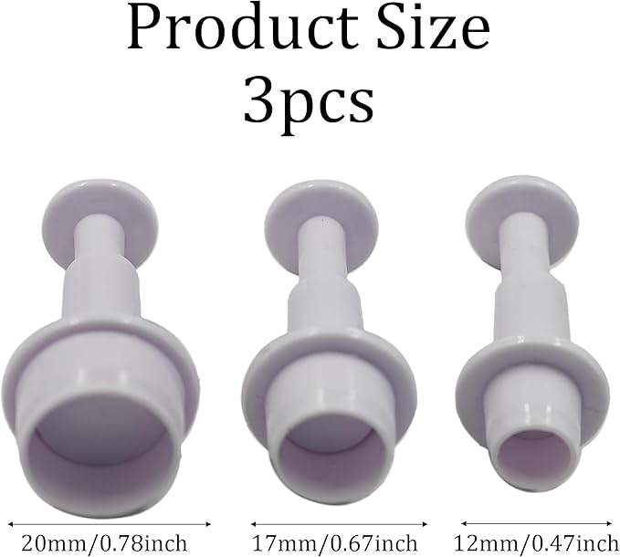 pson 3Pcs Plunger Cookie Cutter Set, Mini Plastic Biscuit Molds for Cake Decorating, Baking, Fondant, and DIY Crafts(Round)