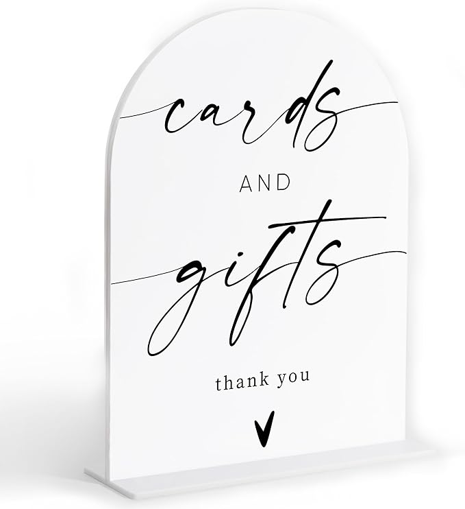 Cards and Gifts Sign, White Arch Acrylic Wedding Sign, Wedding Favors for Guests, Bridal Shower Decor, Engagement Party Decor, Centerpiece Table Decorations Party for Bride and Groom-2