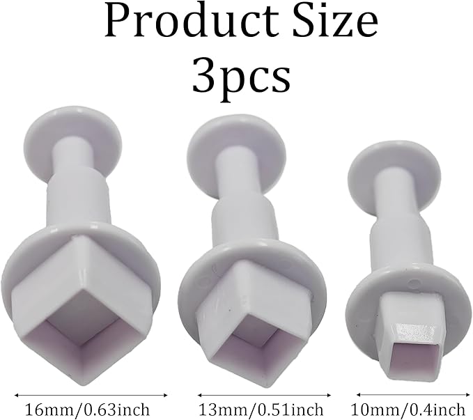 pson 3Pcs Plunger Cookie Cutter Set, Mini Plastic Biscuit Molds for Cake Decorating, Baking, Fondant, and DIY Crafts(Square)