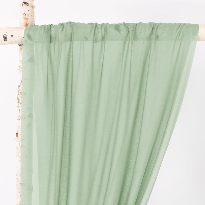 MLMW Wedding Arch Draping Fabric 2 Panels 29" x 20Ft Easter Sage Green Sheer Wedding Arch Backdrop Drapes Outdoor Curtain for Ceremony Party Background Ceiling Decor