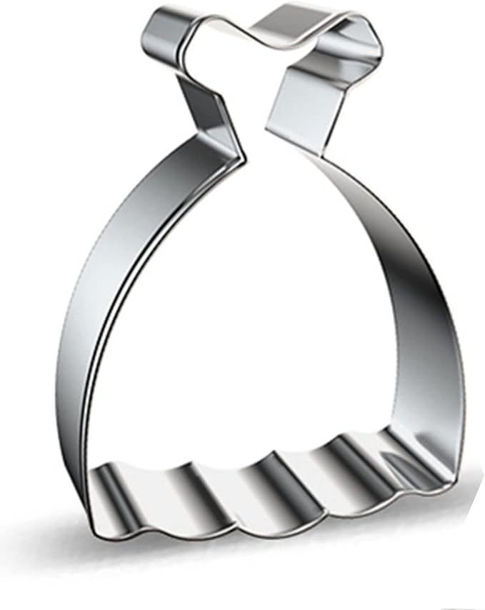 Large Size Dress Shaped Cookie Cutter, Stainless Steel Off-the-shoulder Wedding Princess Dress Cookie Cutter, 4.3 Inches