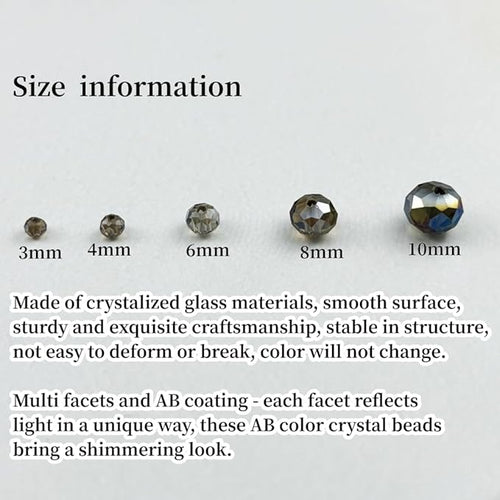 100pcs 8mm Crystal Glass Beads for Crafts Faceted Rondelle Glass Beads for Jewelry Making Crystal Spacer Beads for Necklaces Bracelets Earrings DIY Craft(Gray AB)