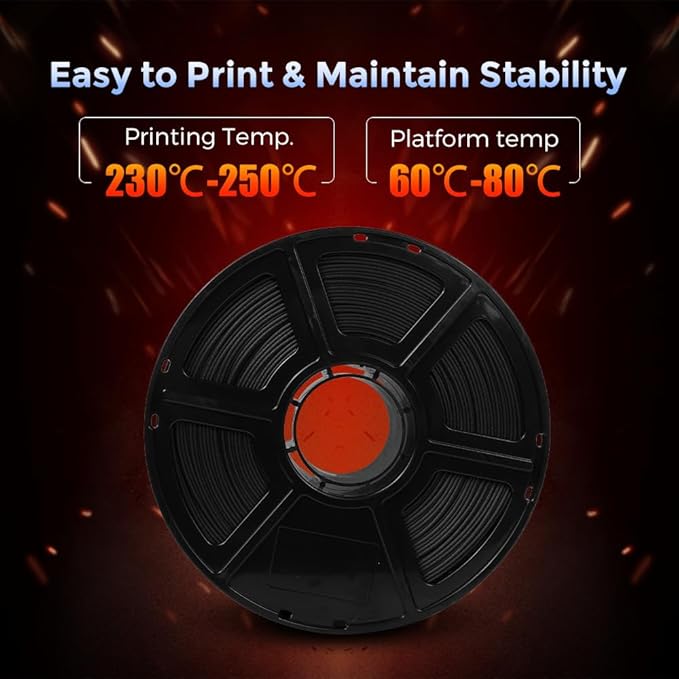 FLASHFORGE Carbon Fiber PETG Filament 1.75mm, Carbon Fiber PETG 3D Printer Filament, 1KG Spool Dimensional Accuracy +/- 0.02mm, Lightweight & Heat-Resistant & Moisture Free (Black)