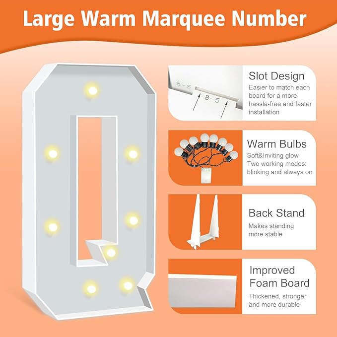 Marquee Light Up Letters, 3FT Marquee Letters Q, Mosaic Light Up Letter for Birthday Baby Shower Wedding Engagement Party Backdrop Decor, Big Marquee Letter for Party Decorations