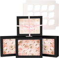 12 Cupcake Containers 20-Packs Black Cupcake Box Cupcakes Carrier, 12 Cupcake Boxes with Window 13"x10"x3.5"（Auto-pop up）