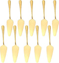 Stainless Steel Cake Server Pack of 10 Hammered Pie Holder Transfer Triangular Spade Spatula Serrated Edge for Pizza Cake Baking Safe in Dishwasher (Gold)