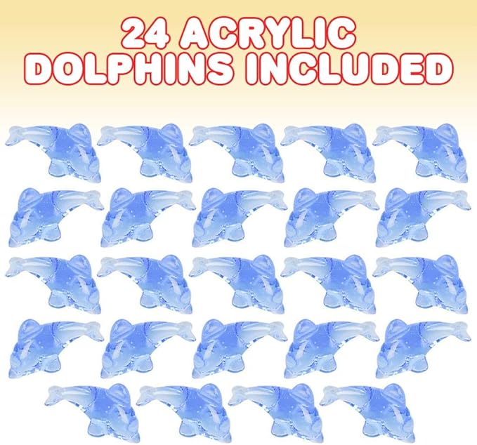 ArtCreativity Acrylic Dolphin Cake & Cupcake Toppers, Set of 24, Mini 2 Inch Dolphin Figurines, Decorations for Sea, Nautical, Mermaid, & Baby Shower Parties, Fun Party Favors, Goodie Bag Fillers