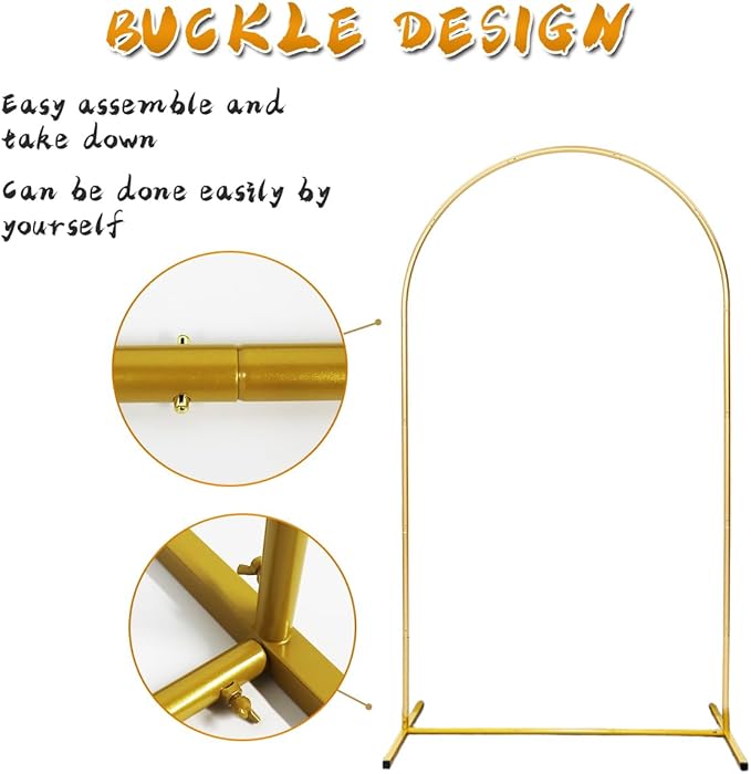 Wedding Arch Backdrop Stand Chiara Backdrop Stand 7.2 x 4 FT Wedding Arches for Ceremony Golden Arch Wall Bridal Archway Metal Party Decoration