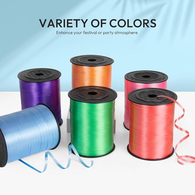 KMER LIFE White Crimped Curling Ribbon, 1/5" Wide x 500 Yards Christmas Curling Ribbons for Gift Wrapping, Party Decoration, Balloon String, Crafting, Balloon Ribbons for Florist Flower (1 Roll)
