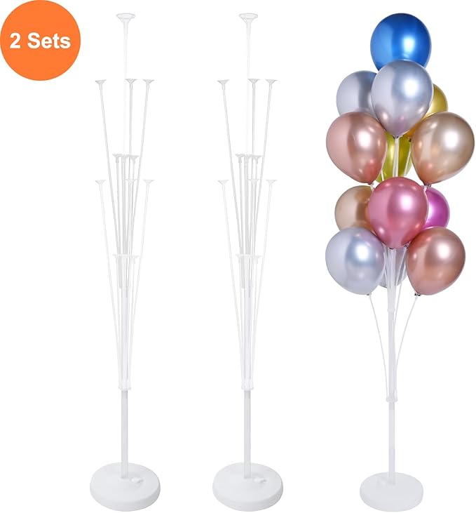 2 Sets of Balloon Stand Kit - 62in Balloon Stands with Base, Balloon Sticks, Decorations for Party Birthday Wedding Baby Shower Gender Reveal Graduation