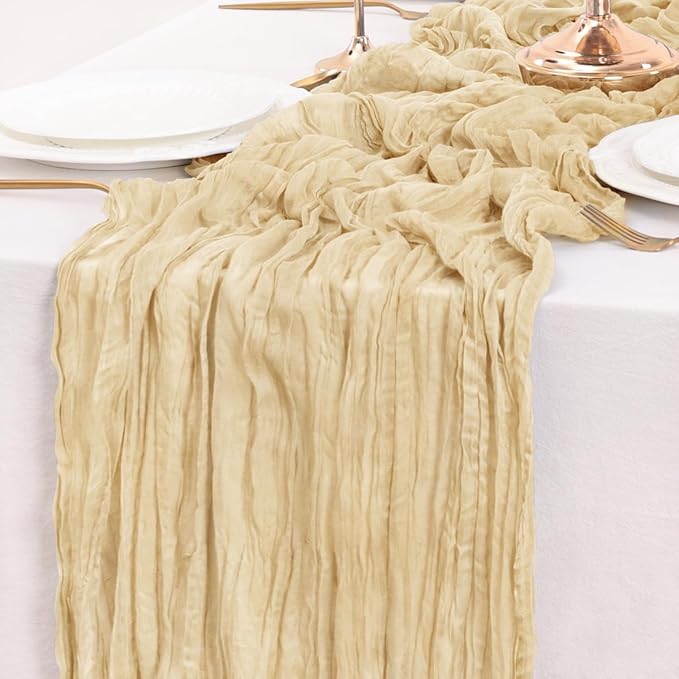 Beige Table Runner Cheesecloth Table Runner 10FT Farmhouse Table Runners 120 Inches Fall Table Decor Dining Room Centerpiece Wedding Boho Baby Shower Birthday