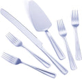 GoGeiLi Cake Knife and Server Set with 4 Salad Forks, Heavy-Duty 18/0 Stainless Steel Cake Cutting Set for Wedding Birthday Parties Anniversary, Dishwasher Safe