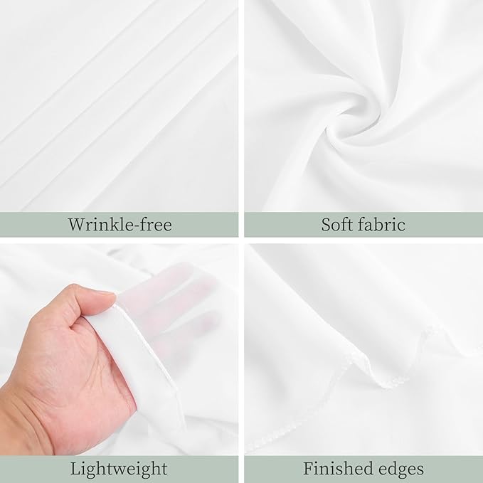 6 Panels White Ceiling Drapes 5ftx15ft Wedding Ceiling Drapes Chiffon Fabric Arch Draping Sheer Curtains Soft Drapery Draping Wedding Ceiling Decorations for Party Ceremony Stage Swag