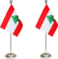 Lebanon Lebanese Deluxe Desk Flag Set Small Mini Miniature Lebanon Lebanese Table Desktop Flags,Festival Events Celebration,Office Decoration-2 Pack