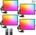 Onforu LED Flood Light Outdoor 500W Equiv, Color Changing RGBW 2700K Floodlight with Remote, Stage Lighting Uplights for Events, IP66 Uplighting Outdoor Spotlight Floor Light for Halloween 4 Pack