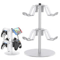 DGPCT Controller Stand Compatible with Xbox PS5 PS4 Nintendo Switch Pro, 2 Tiers Aluminum Headset Holder, Gaming Headphone and Controller Holder Organizer Rack, Universal & Stable (Silver)