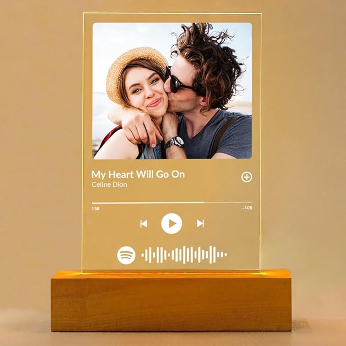 Custom Spotify Plaque, Customized Acrylic Song Plaque/Glass Album Cover, Custom Music Picture Frame, Personalized Anniversary Couple Gifts for Her Him Girlfriend Boyfriend